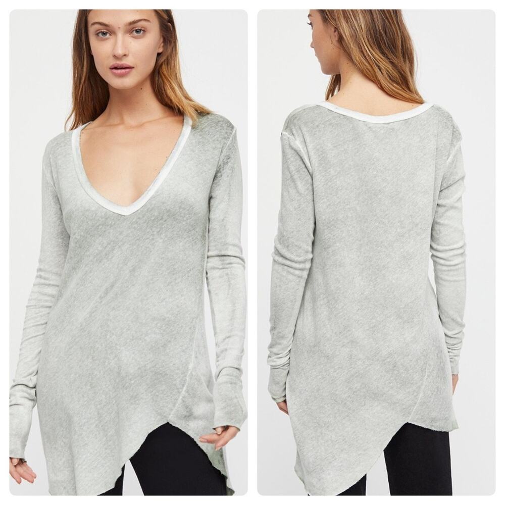 Free People We The Free Long Beach Tee in Acid Wash Green